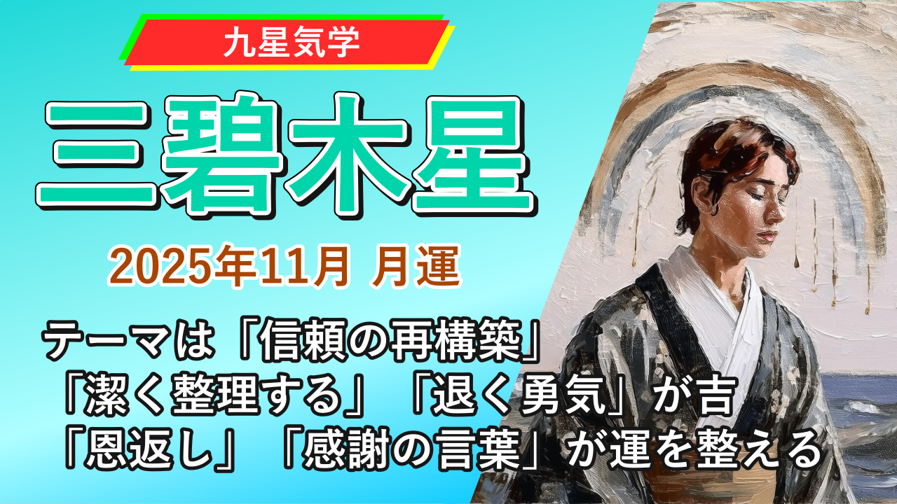 【九星気学】三碧木星の2025年11月(11/7～12/6)の月の運勢