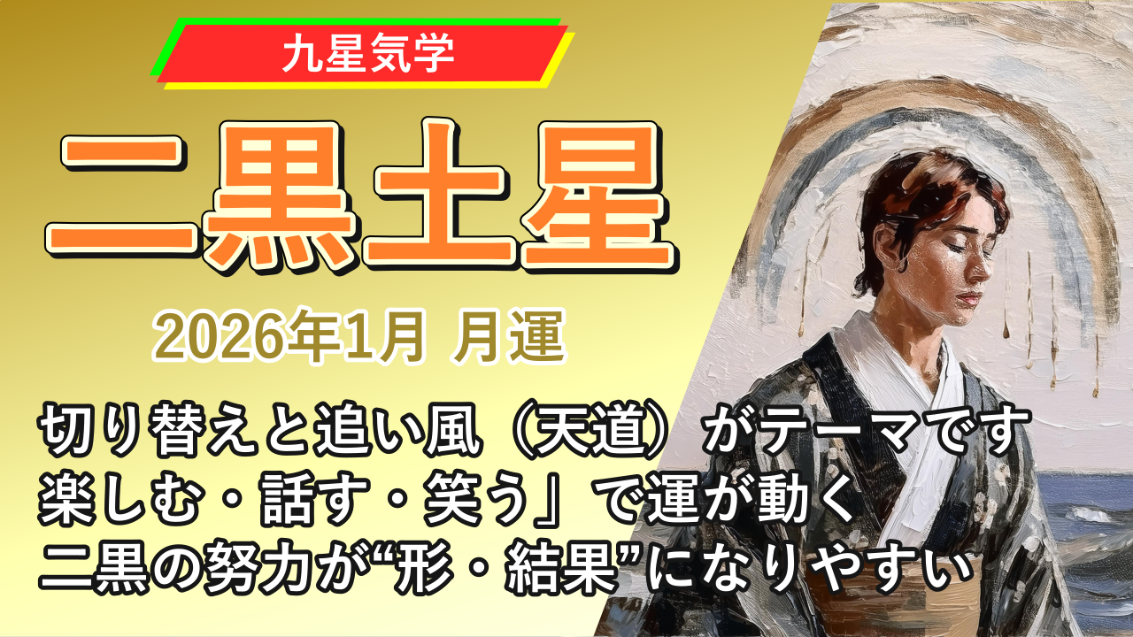【九星気学】二黒土星の2026年1月(1/5～2/3)の月の運勢