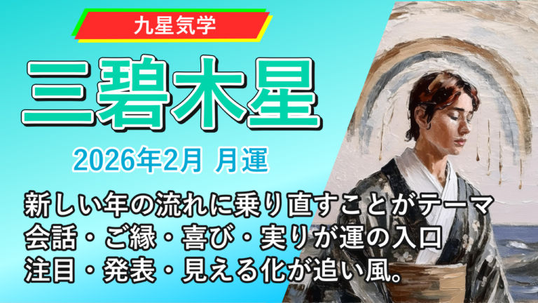 【九星気学】三碧木星の2026年2月(2/4～3/4)の月の運勢