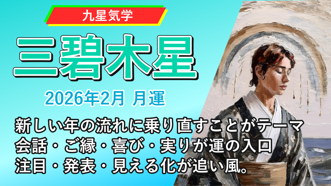 【九星気学】三碧木星の2026年2月(2/4～3/4)の月の運勢