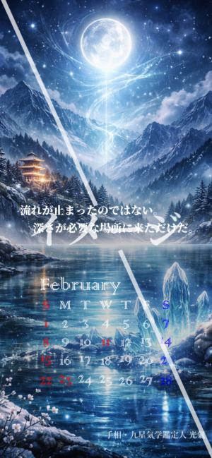 【オリジナルカレンダー】2026年2月のスマートフォン用壁紙カレンダー